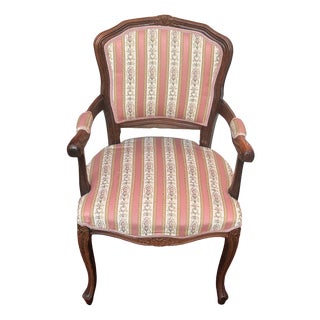 Charles X Style Wooden Armchair with Fabric Upholstery, 1960s For Sale