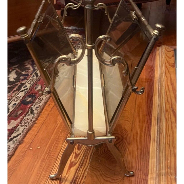 1960s 1960s Mid-Century Modern Brass, Smoked Glass & Onyx Magazine Rack in the Manner of Maison Bagues. For Sale - Image 5 of 10