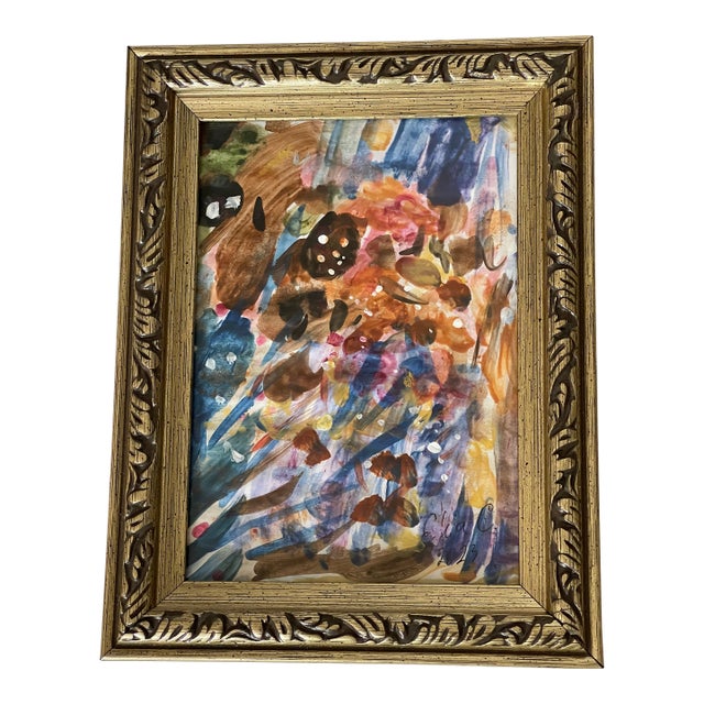 Dark Mini Abstract Original Painting Butterflies Framed For Sale