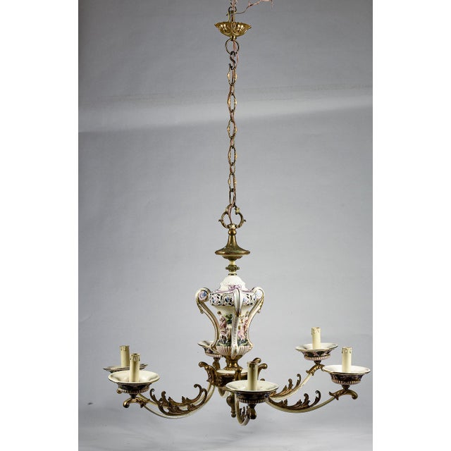 Colored Chandelier in Painted Porcelain For Sale - Image 4 of 10