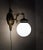 Brass 1960s Spanish Gothic Gold Brass Winged Griffin Wall Sconce With Opaline Glass Globe For Sale - Image 8 of 8