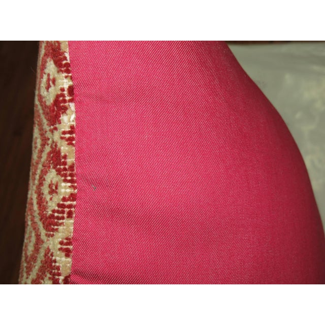 Red Turkish Pillow with Pink Linen Backing For Sale - Image 4 of 5