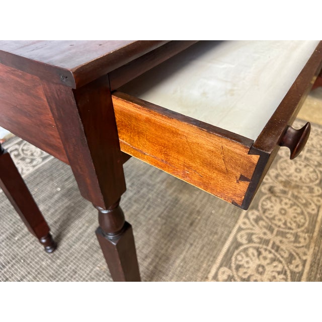 Brown Antique Early American Empire Style Single Drawer Work Table. Side Table For Sale - Image 8 of 11