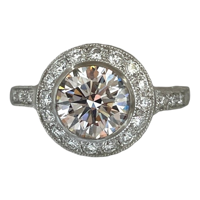 1.21 Ct Lab Mined Diamond Halo Ring Size 6 For Sale