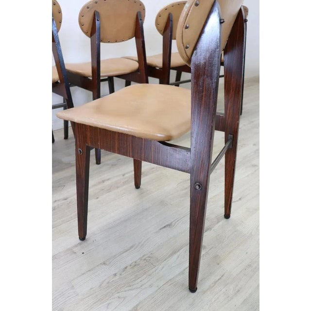 Wood Dining Chairs in Beech Wood and Faux Leather, 1960s, Set of 6 For Sale - Image 7 of 13