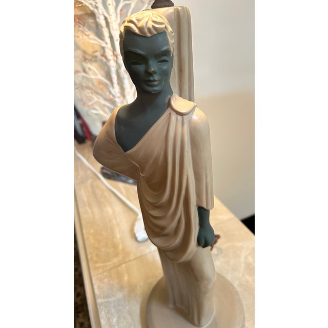 1950s Vintage Continental Art Company Greek / Roman Style Figural Lamps " High to the Finial. For Sale - Image 5 of 11