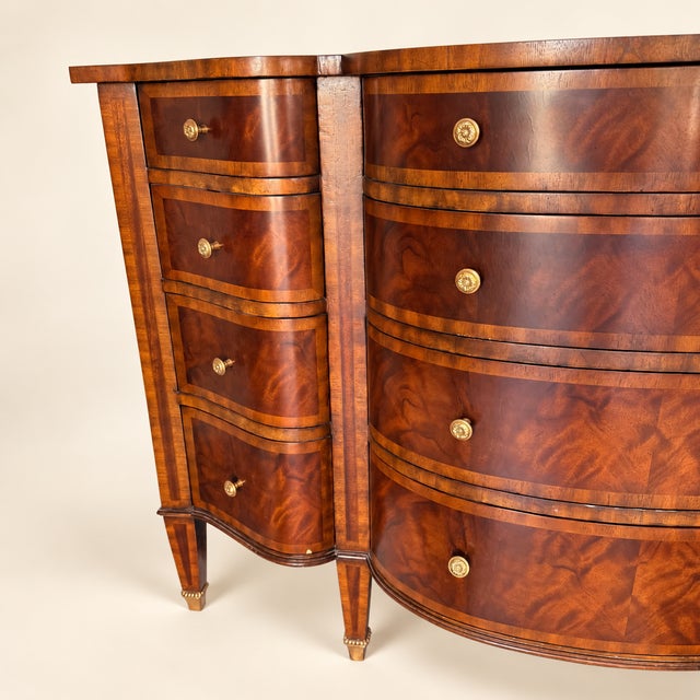 Maitland - Smith Late 20th Century Maitland-Smith Flame Mahogany Demilune Commode For Sale - Image 4 of 11