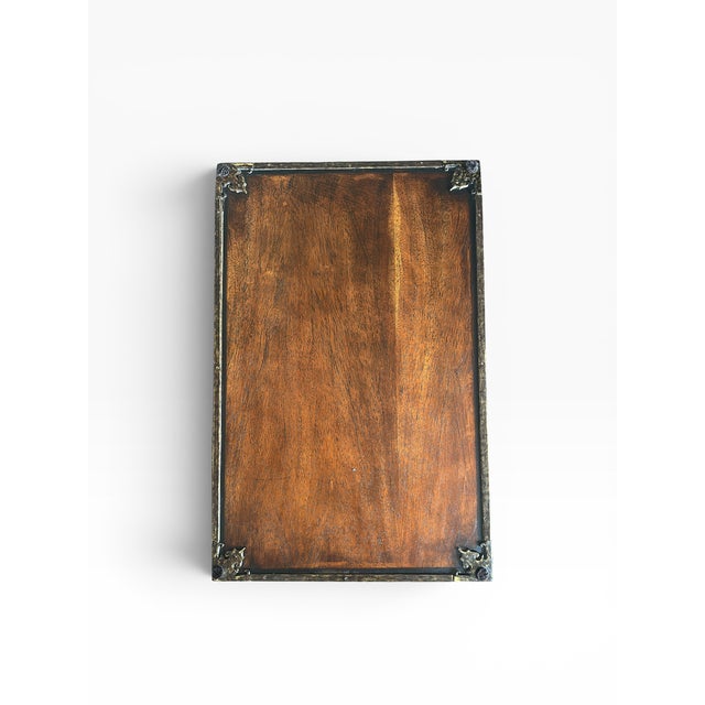 2000 - 2009 Theodore Alexander Althorp Style Leather and Mahogany Campaign Decorative Trunk For Sale - Image 5 of 7