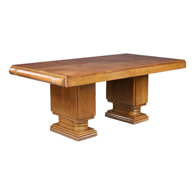 French Art Deco Extendable Dining Table in Oak attributed to Charles Dudouyt, 1930s For Sale