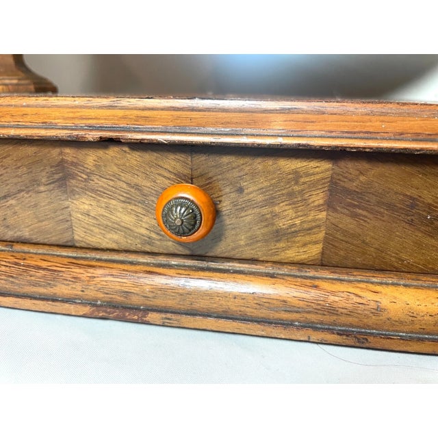 Victorian Antique Handmade 19th Century Steeple Dresser Top Wood Bakelite Vanity Mirror For Sale - Image 3 of 15