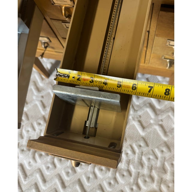 Gaylord Bros., Inc. Vintage Oak Library Card Catalog Cabinet With Pull-Out Writing Shelf, 40 Drawers For Sale In Pittsburgh - Image 6 of 10