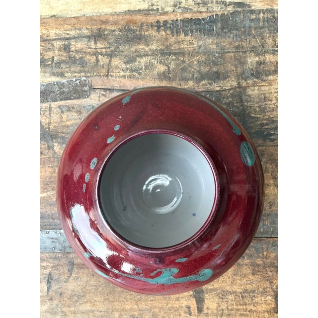 Ceramic Vintage Original Drip Glazed Pottery Vase For Sale - Image 7 of 12