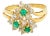 Diamond & Emerald 14k Yellow Gold Floral Ring, Size 8.5 For Sale