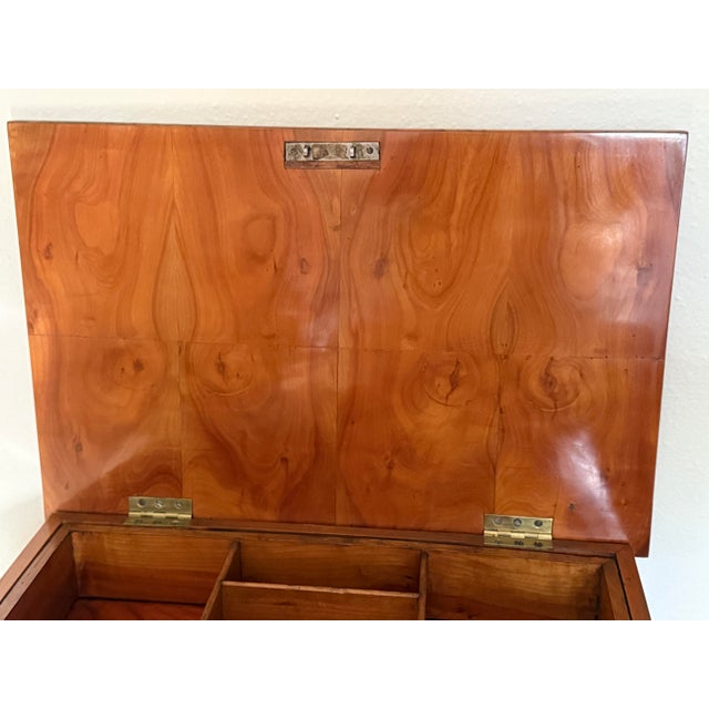 Biedermeier Antique Biedermeier Walnut Side/Sewing Table 1815-1845 With Lyre Shaped Legs For Sale - Image 3 of 11