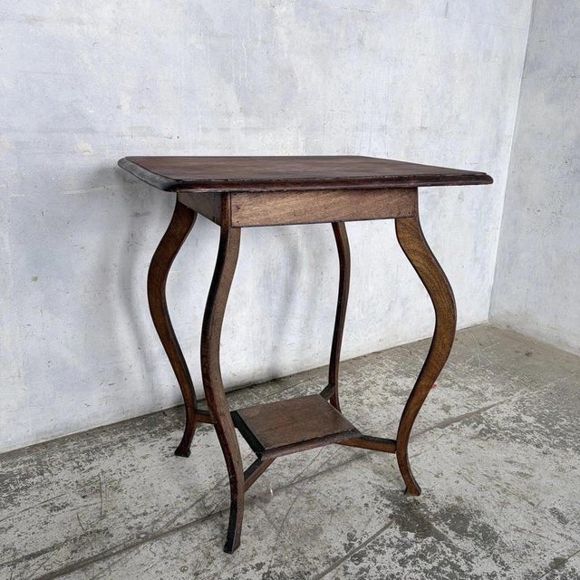 2000 - 2009 Antique Arts & Crafts Walnut Side Table with Drawer For Sale - Image 5 of 7