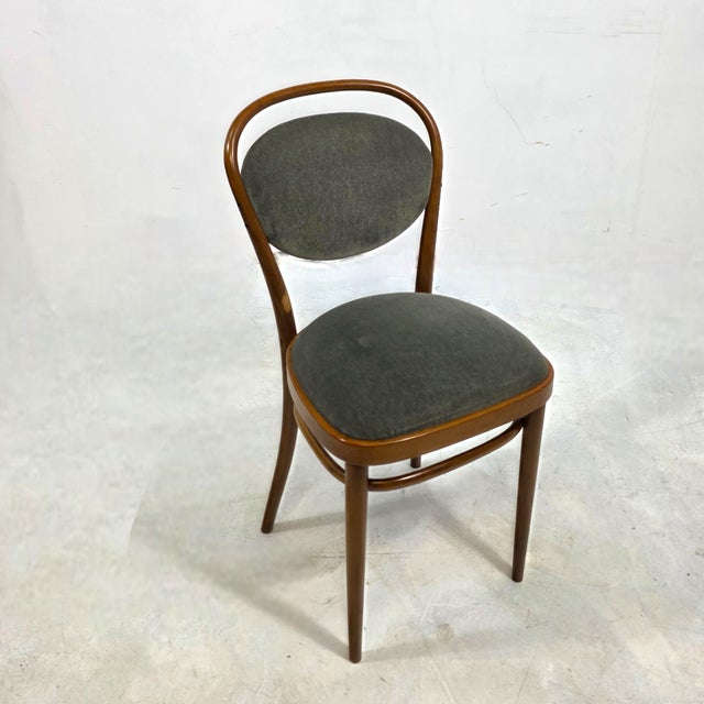 Wood Vintage Chairs in Velours and Table from Thonet, 1970s, Set of 7 For Sale - Image 7 of 12