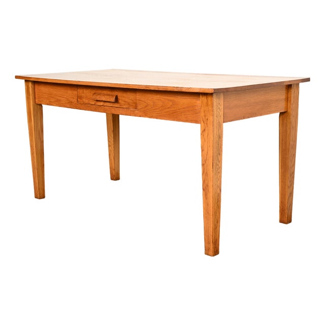 Antique Mission Oak Arts & Crafts Writing Desk or Library Table by A. J. Johnson & Sons, Circa 1900 For Sale