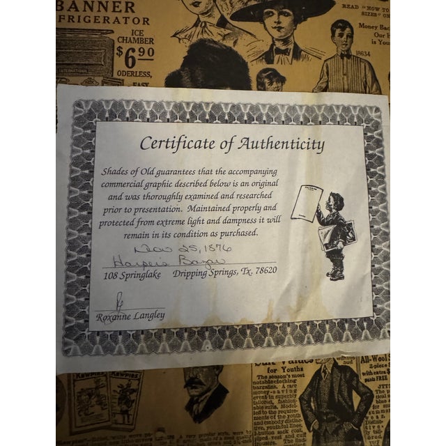 Beautiful authentic framed page from Harper’s Bazar, dated November 25, 1876. This antique cover page has been...