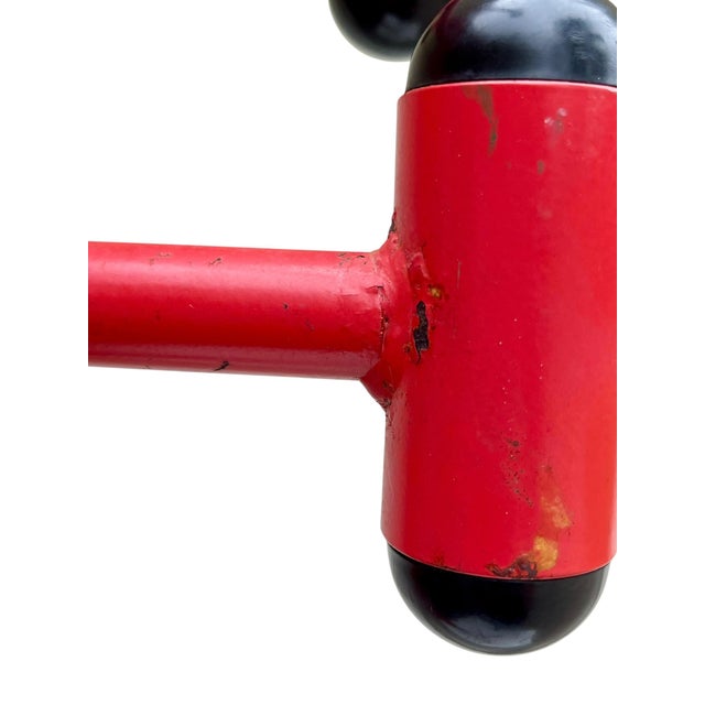 Vintage Memphis Style Red Metal Coat Rack | Postmodern Freestanding Hall Tree For Sale - Image 6 of 16