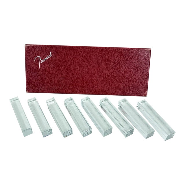 Elegant Baccarat "Vega" Crystal Knife Rests - Set of 8 With Original Signature Box For Sale