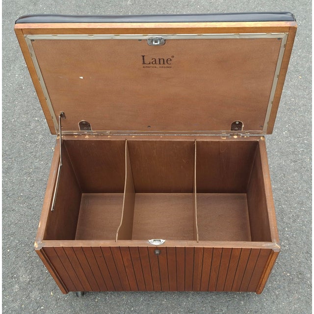Brown Mid 20th Century Lane Furniture Sheet Music Cabinet and Bench For Sale - Image 8 of 11
