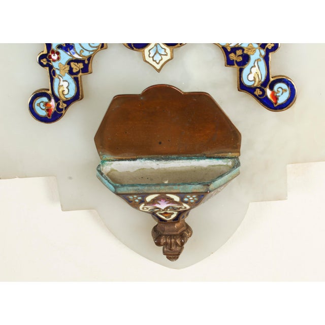 19th Century French Onyx and Cloisonne Ename Holy Water Font Stoop For Sale - Image 9 of 11
