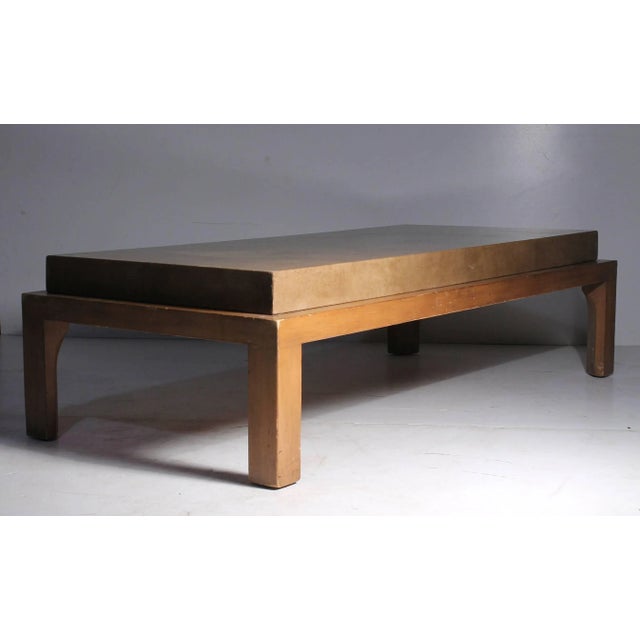 Brown Vintage Leather Coffee Table attributed to Tommi Parzinger for Charak Modern For Sale - Image 8 of 12