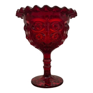 Mid-Century Modern Viking Style Glass Ruby Compote For Sale