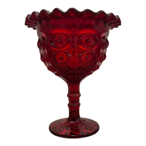 Mid-Century Modern Viking Style Glass Ruby Compote