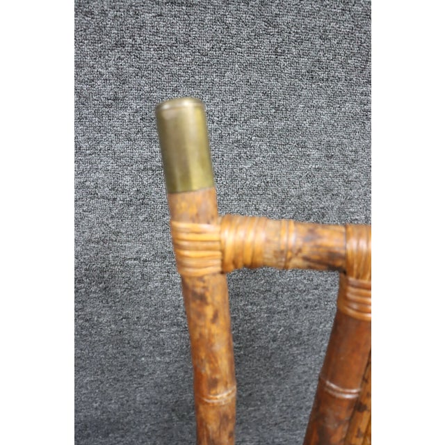 Brown Chinoiserie Influenced Bamboo Armchairs/Pair For Sale - Image 8 of 11