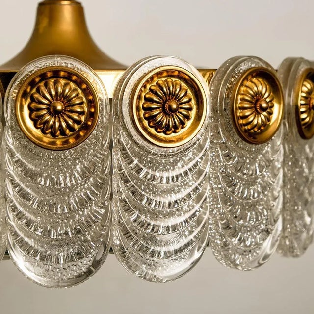 Gold Brass & Glass Light Fixture from Kaiser Leuchten, 1960s For Sale - Image 8 of 14