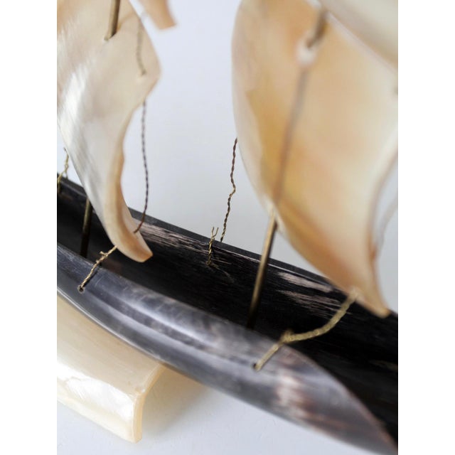 Mid-Century Italian Genuine Horn Ship Model For Sale - Image 10 of 13