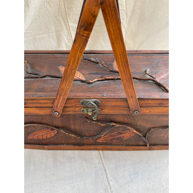 1990s Split Bamboo Decorative Lidded Basket For Sale - Image 5 of 9