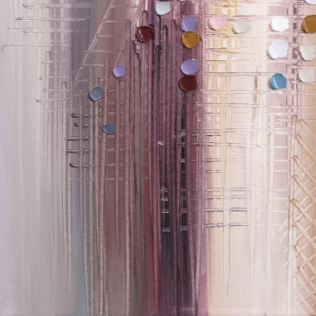 Skyline - Abstract Muted Color Textured Impasto Cityscape Oil Painting Original Artwork by Ekaterina Ermilkina For Sale - Image 4 of 7