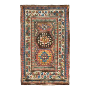 Late 19th Century Late 19th Century Antique Kazak Carpet With Colorful Geometric Design