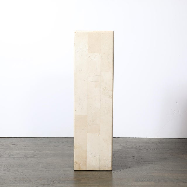 Pair of Mid-Century Modernist Tessellated Travertine Pedestals For Sale In New York - Image 6 of 16