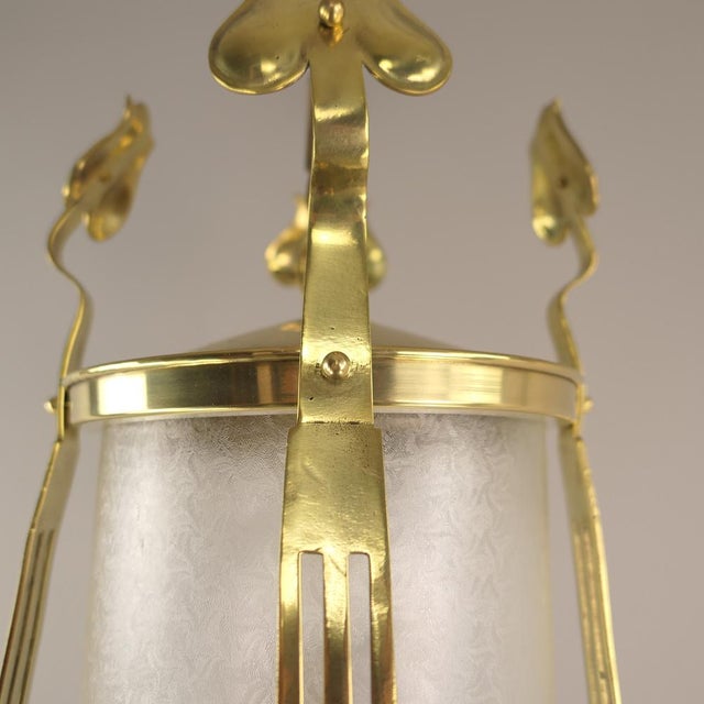 Gold Corridor Lantern with Original Shade from Wiener Werkstätte, 1890s For Sale - Image 8 of 14