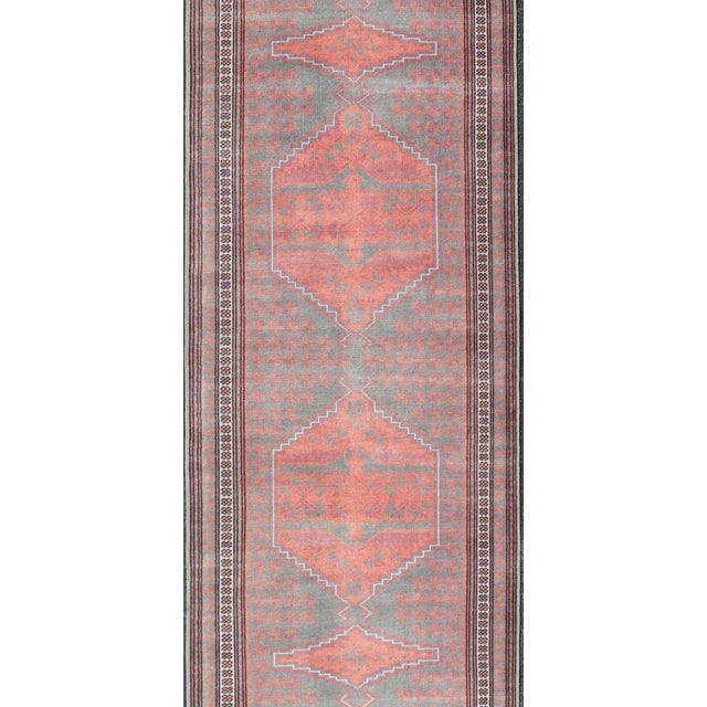 Measures: 2'9 x 11'6 Vintage Turkish Oushak Runner in Soft Gray, Coral, and Soft Terracotta2'9 x 11'6' Keivan Woven Arts /...
