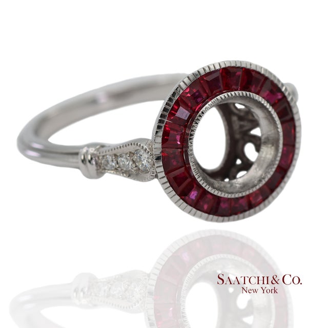 14K White Gold Natural Diamond and Ruby Ring Metal Type: 14k White Gold Total Item Weight: 2.9 Grams Ring Size: 7...