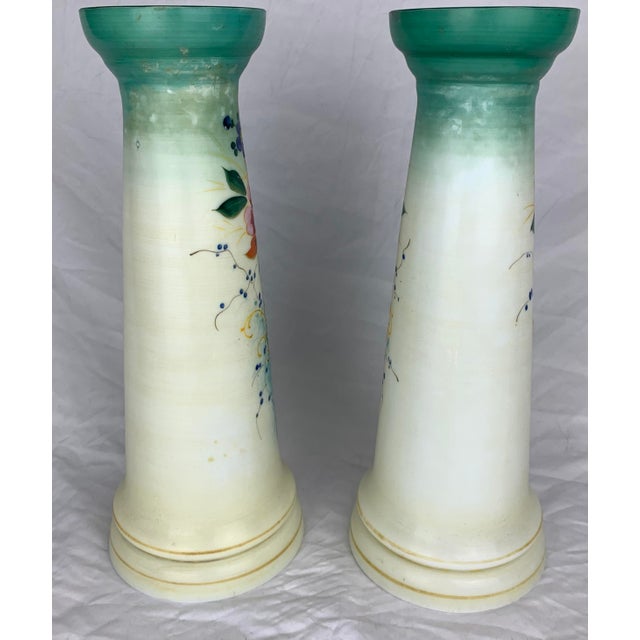Painted Milk Glass Vases, Set of 2 For Sale - Image 4 of 8