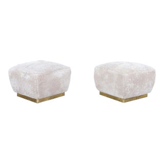 Vintage Oversized Shearling Ottomans / Stools by Marge Carson, 1980s For Sale