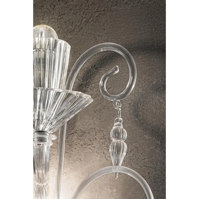 Contemporary Scenographic Venetian Rigadinwall Sconce in Trasparent Murano Glass by Simoeng for Simoeng For Sale - Image 3 of 7