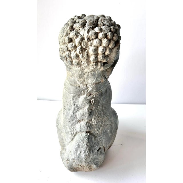 Vintage Concrete Foo Dog Garden Statue – Asian Guardian Lion Outdoor Sculpture For Sale In Louisville - Image 6 of 7