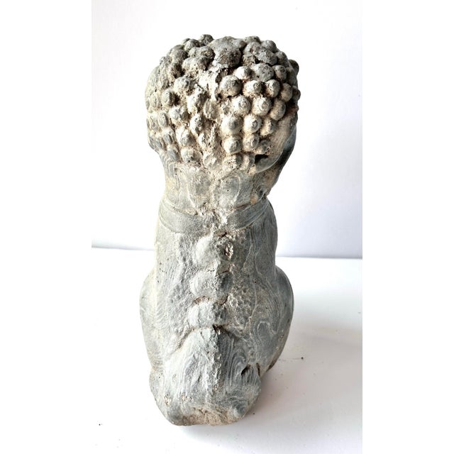Vintage Concrete Foo Dog Garden Statue – Asian Guardian Lion Sculpture For Sale In Louisville - Image 6 of 7