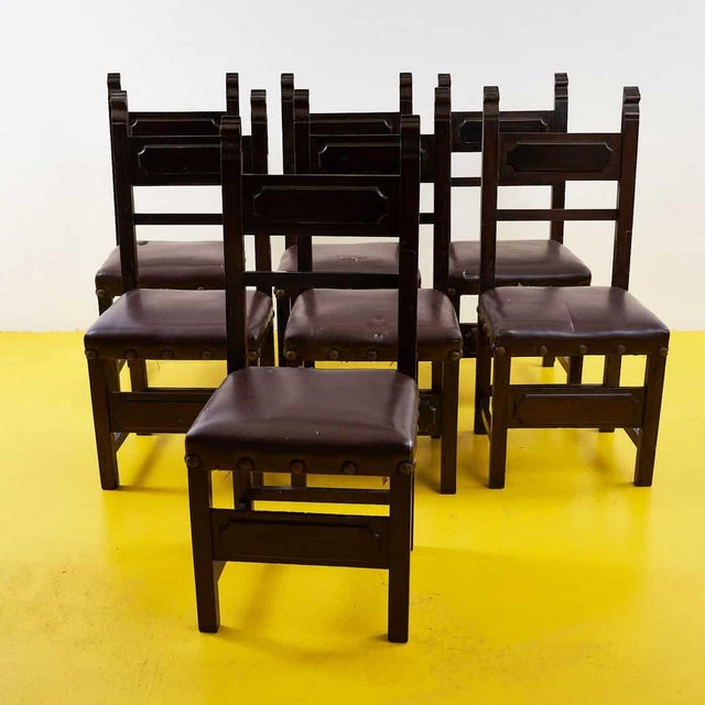Wood Vintage Wooden Chairs, Set of 7 For Sale - Image 7 of 7