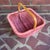 Late 20th Century Vintage Dusty Rose Painted Wicker Gathering Basket With Bamboo Handle For Sale - Image 5 of 8