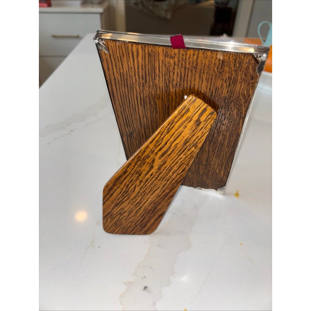 English 1919 English Sterling Silver Picture Frame With Oak Back – Birmingham For Sale - Image 3 of 7