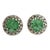 Vintage Sterling Silver and Green Jade Pierced Button Stud Earrings 70's Pair Of For Sale