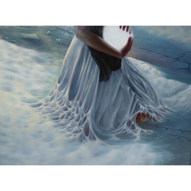 Invocation by Christopher Remmers | Oil on linen of a woman kneeling with a glowing orb in her hands For Sale - Image 4 of 4