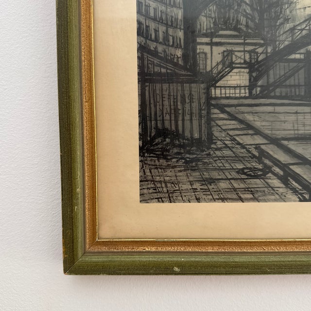 Mid-Century Paris Canal Scene Print in the Manner of Bernard Buffet For Sale In Richmond - Image 6 of 9